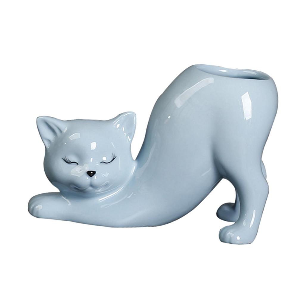 Cartoon Cat Flower Pot Ceramics Creative Porcelain Flower Vase for Patio Desktop Ornament Home Decoration Courtyard Bedroom
