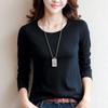 Korean Style Women's Slim Solid Color White Long-Sleeve T-Shirt for Autumn and Winter
