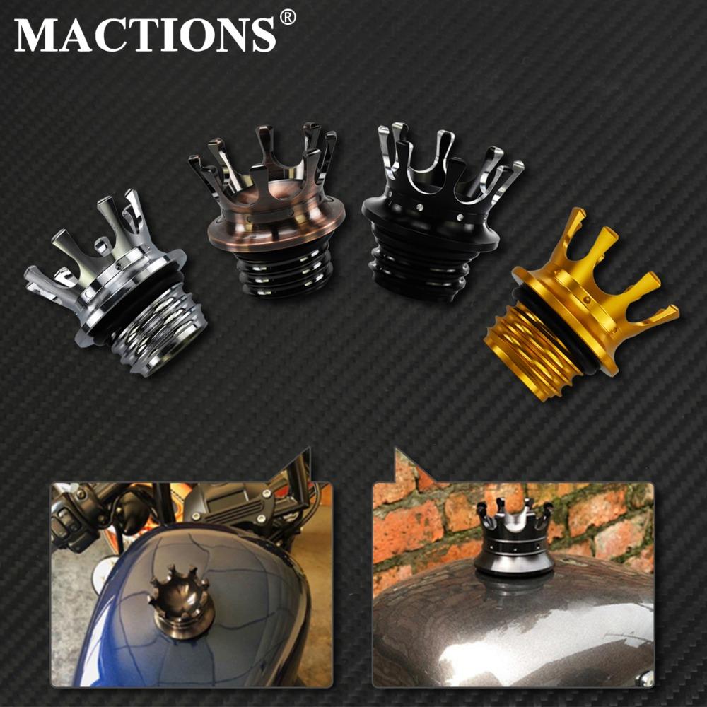 Mactions Crown Style Vented Fuel Tank Cap Gas Cap For Harley Sportster XL 883 1200 Touring Road King Dyna Softail Custom