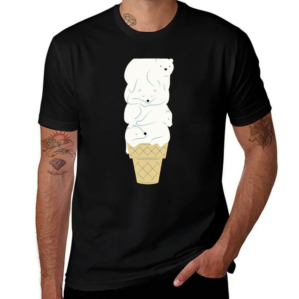 Polar Bear Ice Cream Tshirt Classic Print Short Sleeve Shirt Tshirt