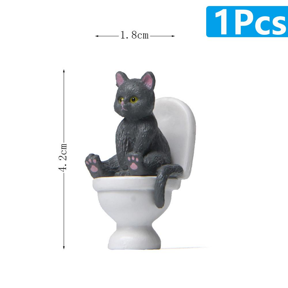 Статуэтки для кошек, сидящих на унитазе, украшение для кошек, кавайная кукла для кошек, микропейзаж, сказочный сад, миниатюра для детей, игрушка для кошек, украшение для дома