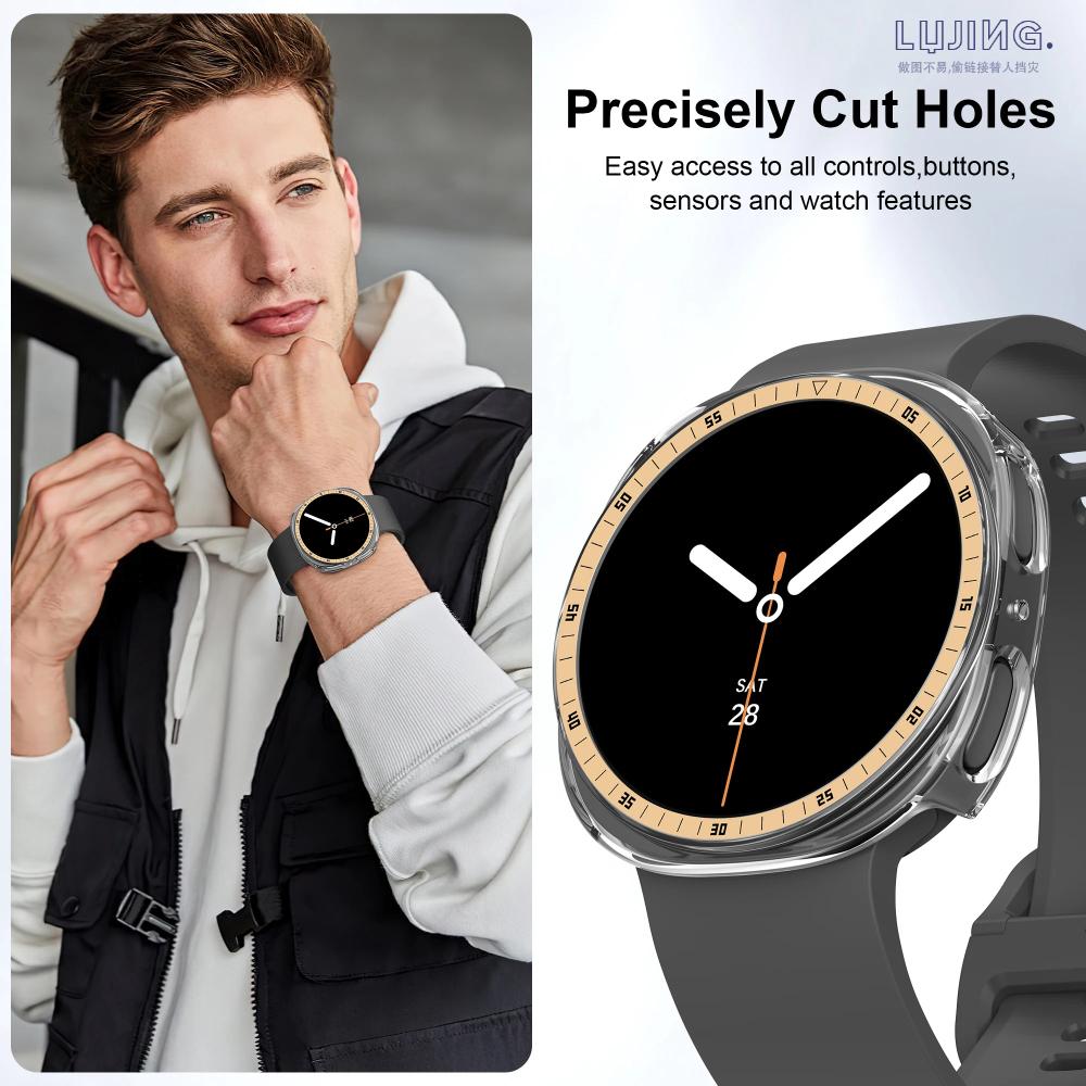 Scale Bezel Ring+Cover for Samsung Galaxy Watch 9 44mm 40mm Protector Hard PC Bumper Scale Shell for Galaxy Watch 8 40/44mm protective Cases