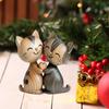 2D Flat Cat Wooden Dog Couple Sculpture Enthusiast Gift Light and Dark Wood Grain Desktop Entrance Desk Accessories