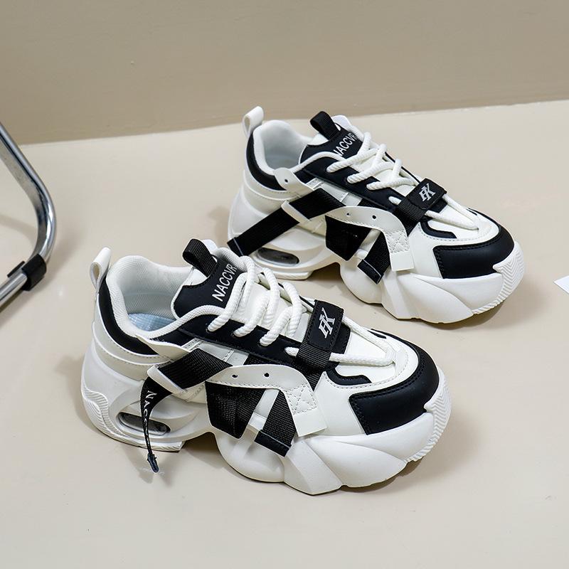 Повседневные женские кроссовки на массивной платформе без шнуровки, легкие кроссовки для бега, дышащие прогулочные кроссовки из искусственной кожи, женская спортивная обувь для тенниса на шнуровке