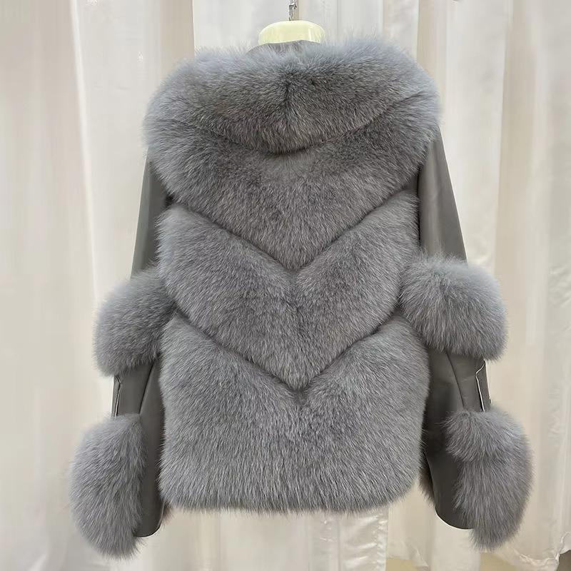 Winter Thickened Warm Cotton-padded Clothes Faux Fox Fur Coat Wind Proof Body Warmer Jacket for Women