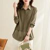 Autumn Luxury Polo Neck Long Sleeve Fake Two Pieces Loose Casual Slim Versatile Popularity Office Lady Women's Shirts
