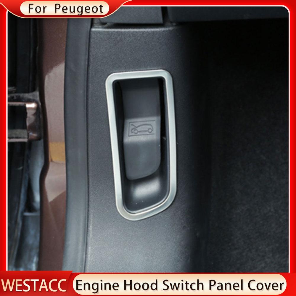 Нержавеющая сталь, кнопка переключения капота двигателя автомобиля, крышка панели, декоративная наклейка, накладка для Peugeot 2008 2014-LHD