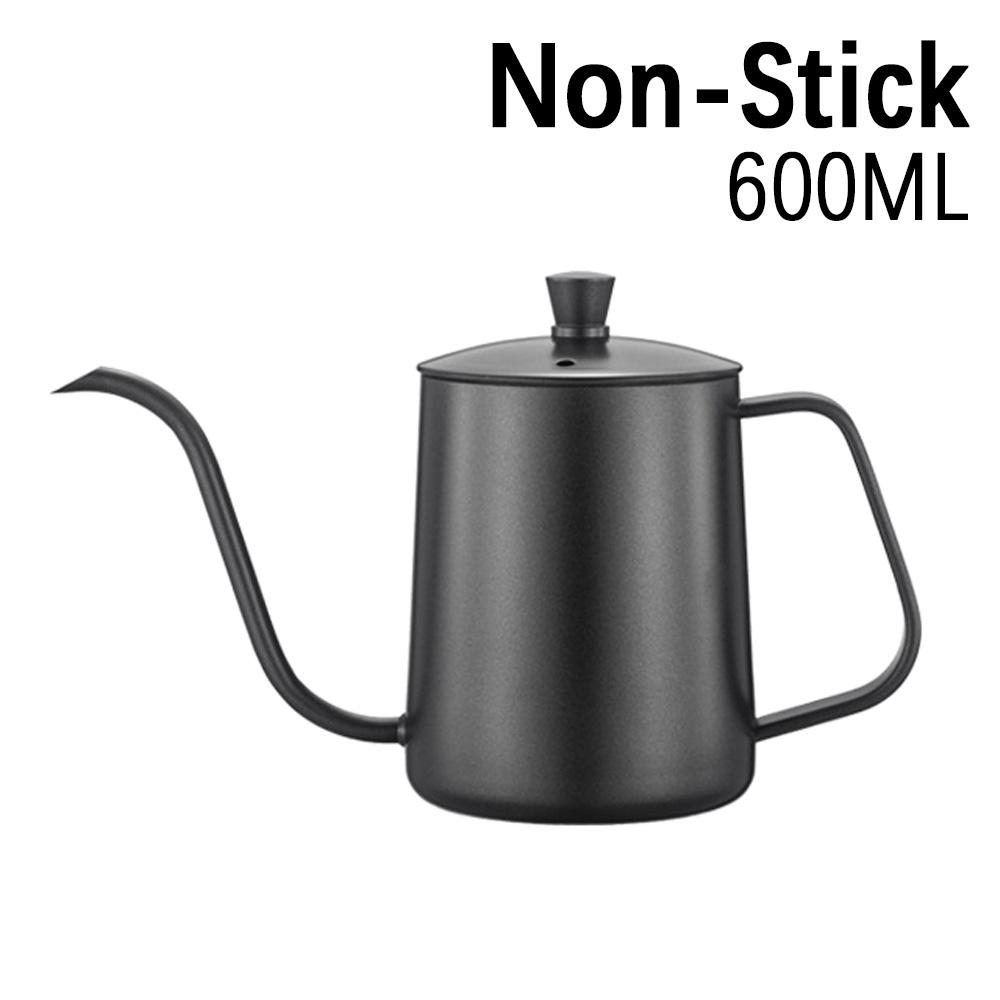 Drip Kettle 350ml 600ml Coffee Tea Pot Non-stick Coating Food Grade Stainless Steel Gooseneck Drip Kettle Swan Neck Thin Mouth