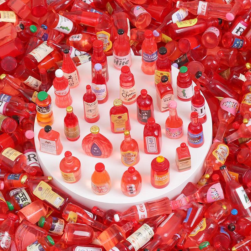 Mixed Style Realistic Mini Liquor Bottles Resin Accessories for DIY Ornaments