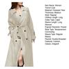 Women's Double Breasted Long Trench Coat Windproof Lapel Slim Overcoat with Belt Windbreaker Jacket for Spring Autumn