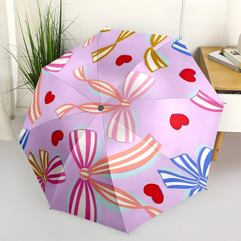 1pc Bows Hearts Automatic Folding Umbrella - 8-Rib Automatic Open/Close, Large Canopy Birthday Festival Gift yy251217092