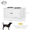 Raised Pet Feeder, with Two Bowls, Storage - White