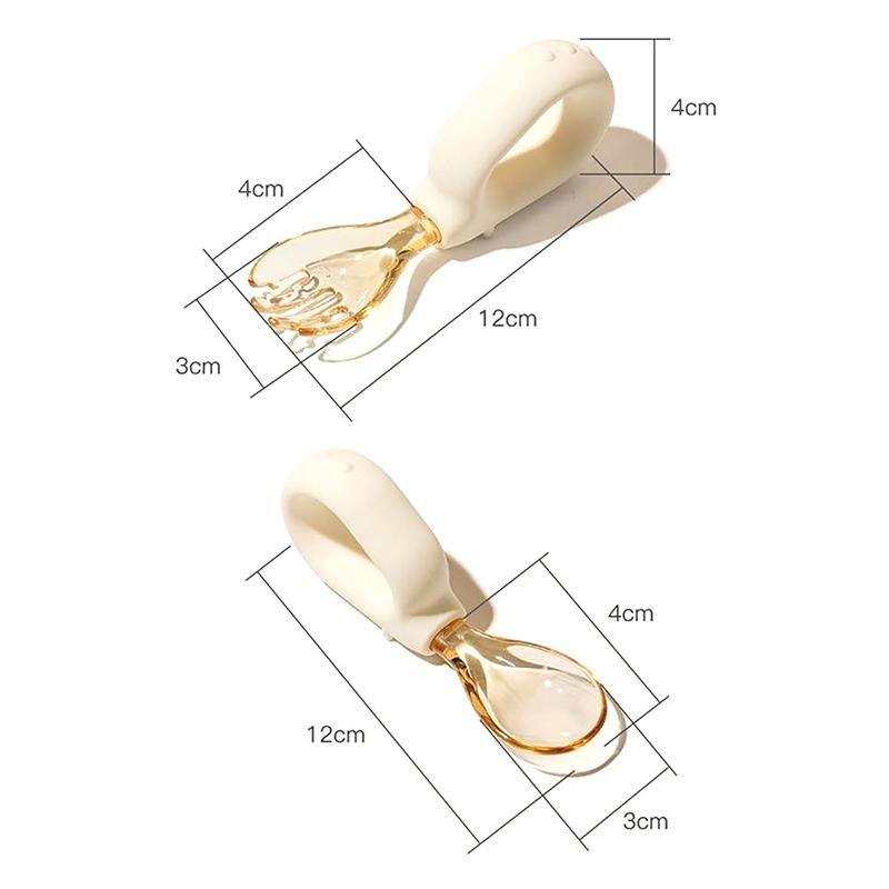 Набор столовых приборов из силикона для детей с короткими ручками, обучающая ложка для кормления ребенка, детская ложка, локтевая ложка, вилка, ящик для хранения