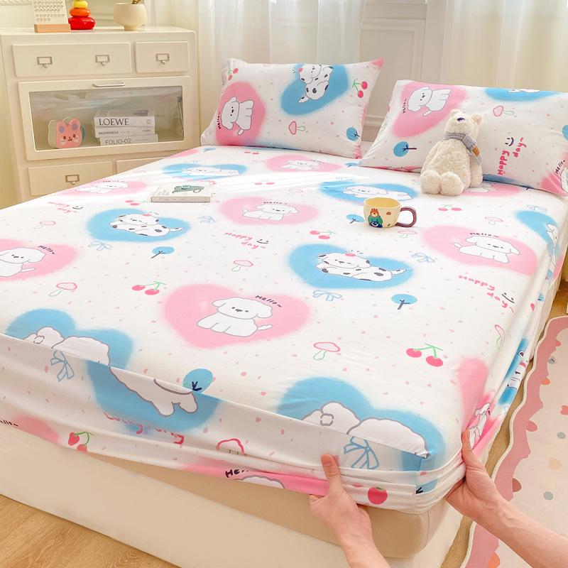 Постельная простыня на резинке из 100% хлопка класса А для мамы и малыша в свежем стиле - Наматрасник из стиранного хлопка Набор из трех предметов