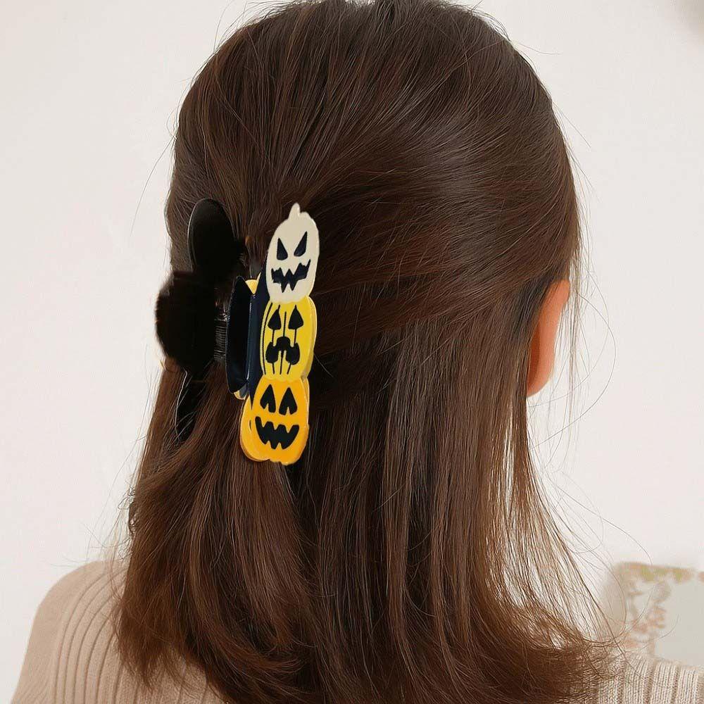 Funny Pumpkin Shark Clip Ghost Acetic Acid Hair Claw Personalized Halloween Shark Clip Women