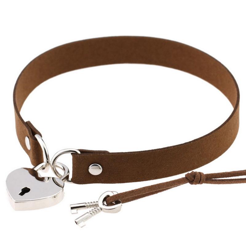 Ожерелье-колье с воротником, открывающееся сердце любовника, замок с замком, подвески из искусственной кожи, панк, готическая Лолита, воротник, ожерелья, готические украшения, Валентина, пара