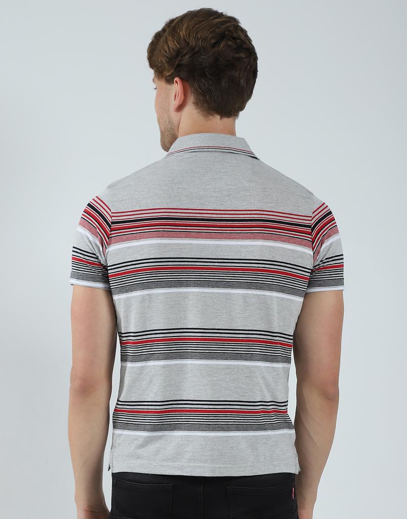 MONTE CARLO Mens Striped Collar Neck T-Shirt