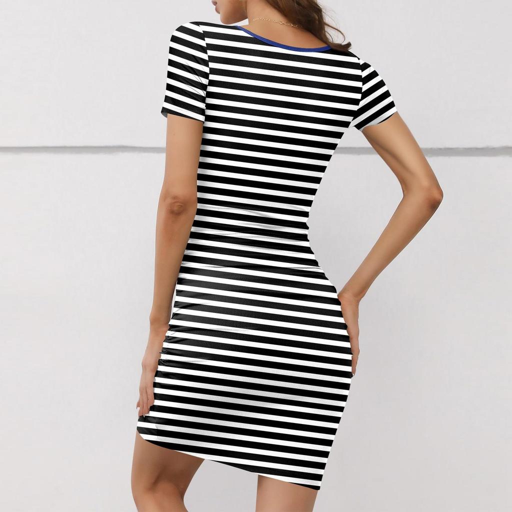 Женское модное повседневное принтованное облегающее облегающее летнее платье с коротким рукавом