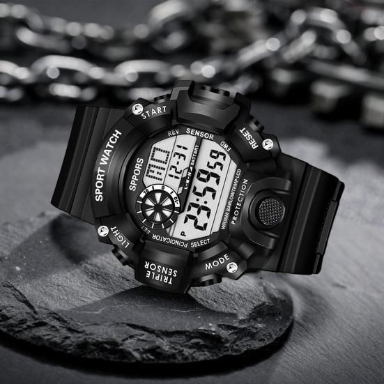 Yousheng  Electronic Watch Silicone Wristband Digital Display Multifunctional Outdoor Running Sports Daily Wristwatch Gift