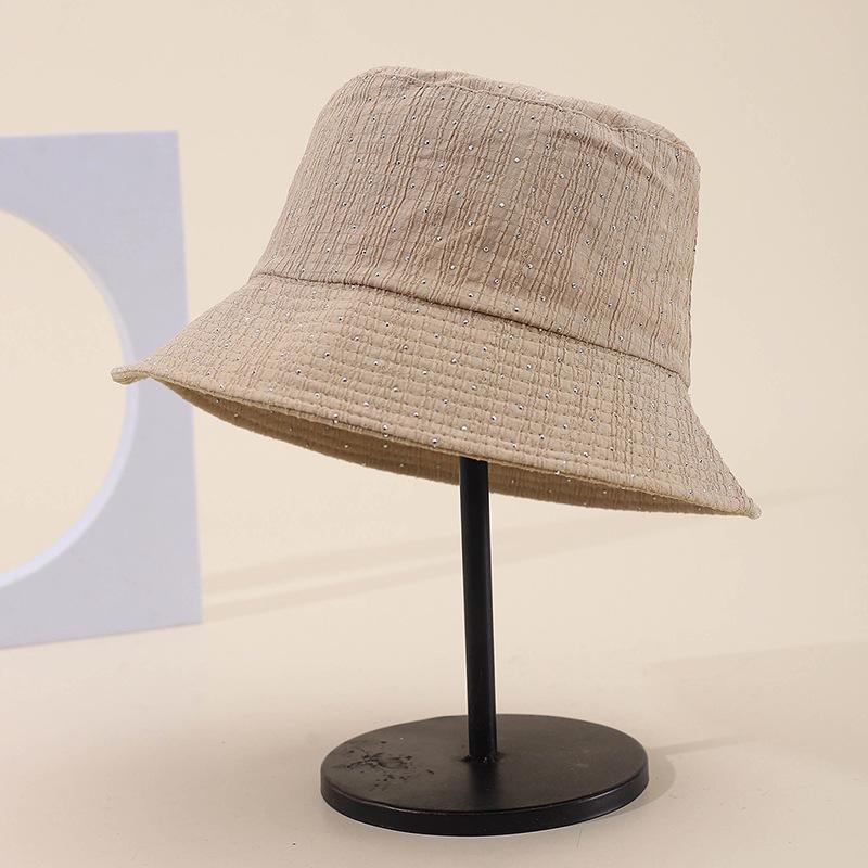 Popular hot diamond big eaves bucket hat female small fragrant style advanced sense sunshade basin hat spot