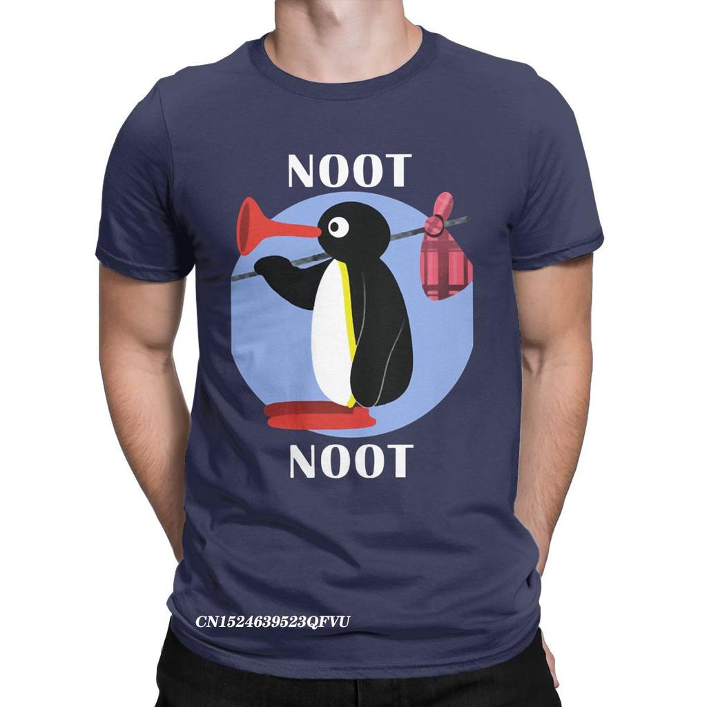 Футболка Noot Noot Pingu Мужская Женская Хлопковая Винтажная Футболка Круглый Вырез Футболка с Пингвином Одежда Харадзюку Классика