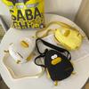 Canvas Small Messenger Bag Cartoon Cute Handbag Simple Funny Chick Crossbody Bag  Women