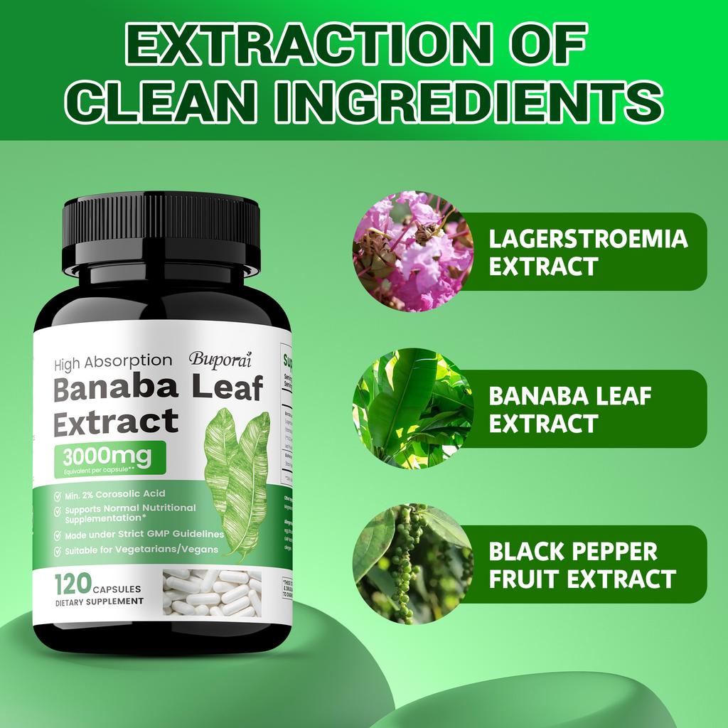 Buporai Barnabas Leaf Dietary Supplement, containing barnabas leaf extract, 3000mg high content, for daily nutritional supplementation