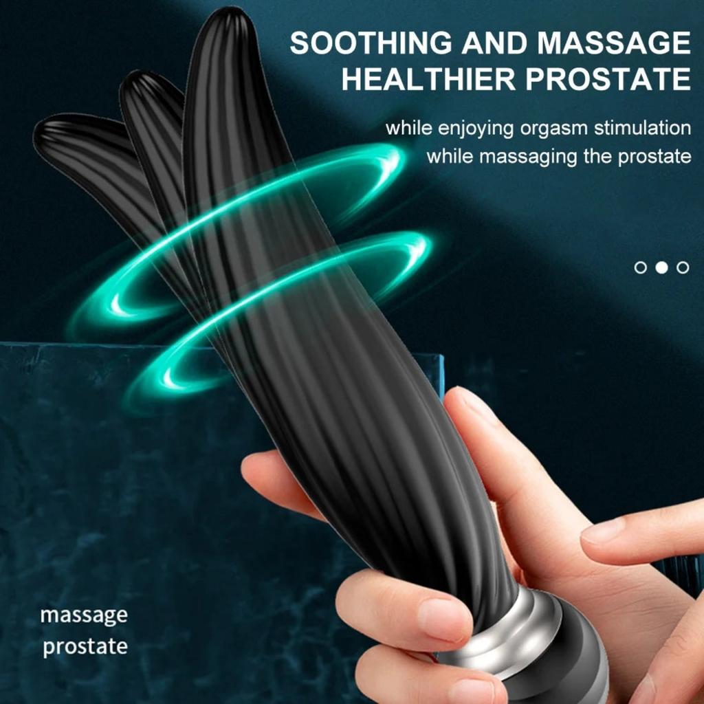 Small Size Spiral for Beginners 7 Vibrators 7 Heads Rotating Remote Prostate Massager Anal Plug