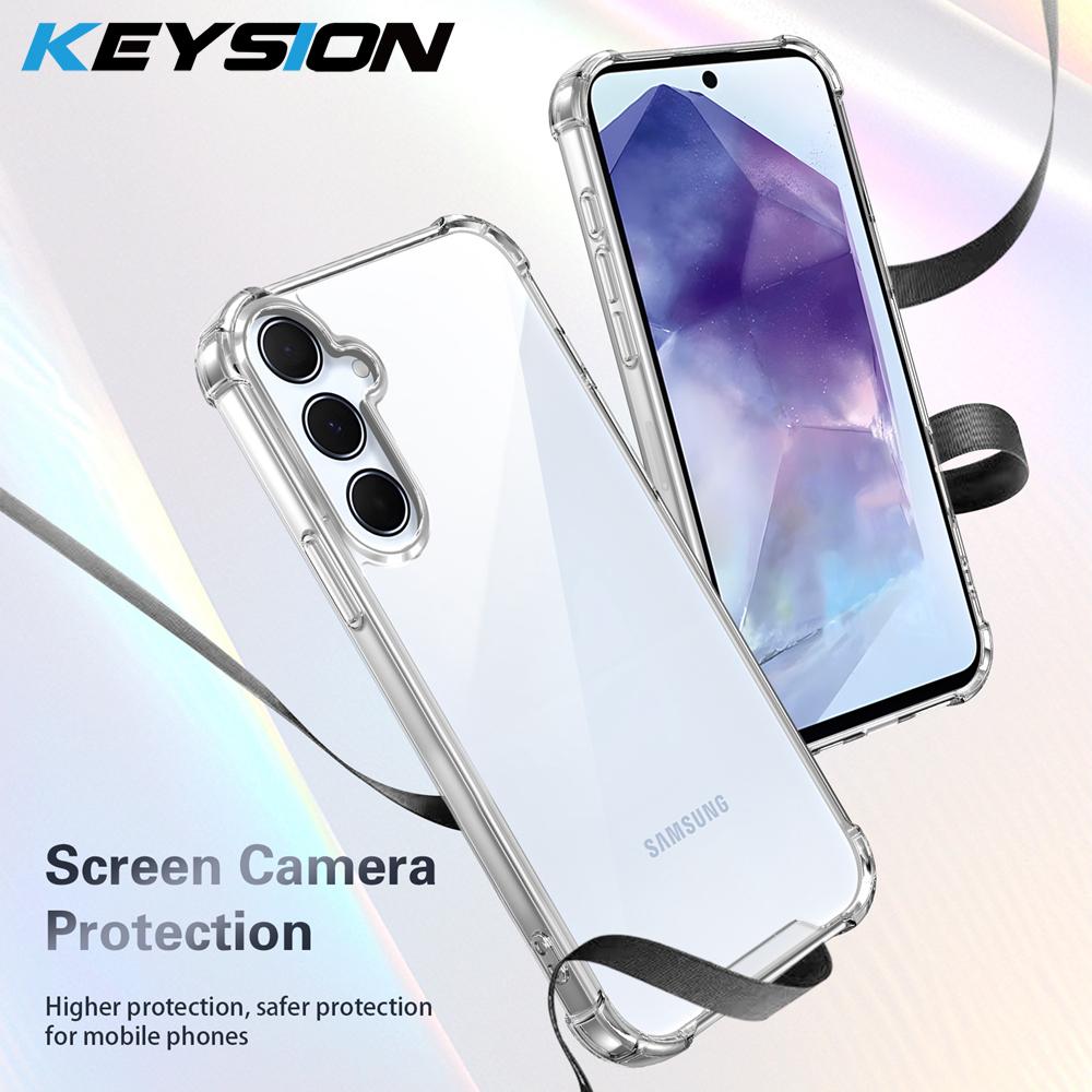 KEYSION Противоударный прозрачный чехол Four-Corners для Samsung A55 5G A35 Мягкий TPU+PC Прозрачная задняя крышка для телефона для Galaxy A15 4G 5G