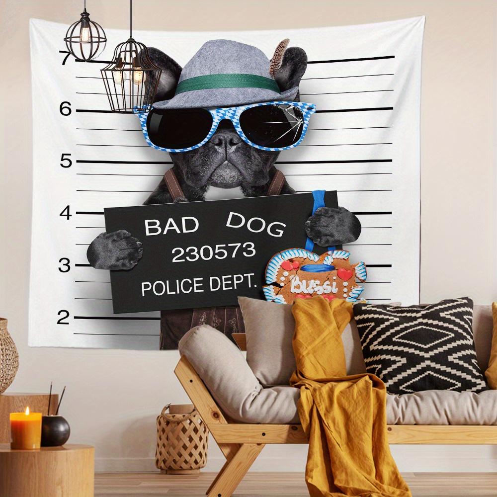Bad Dog Pattern Tapestry High Quality Fabric Multi Size for Home Dorm Wall Decor Gift Flat Print