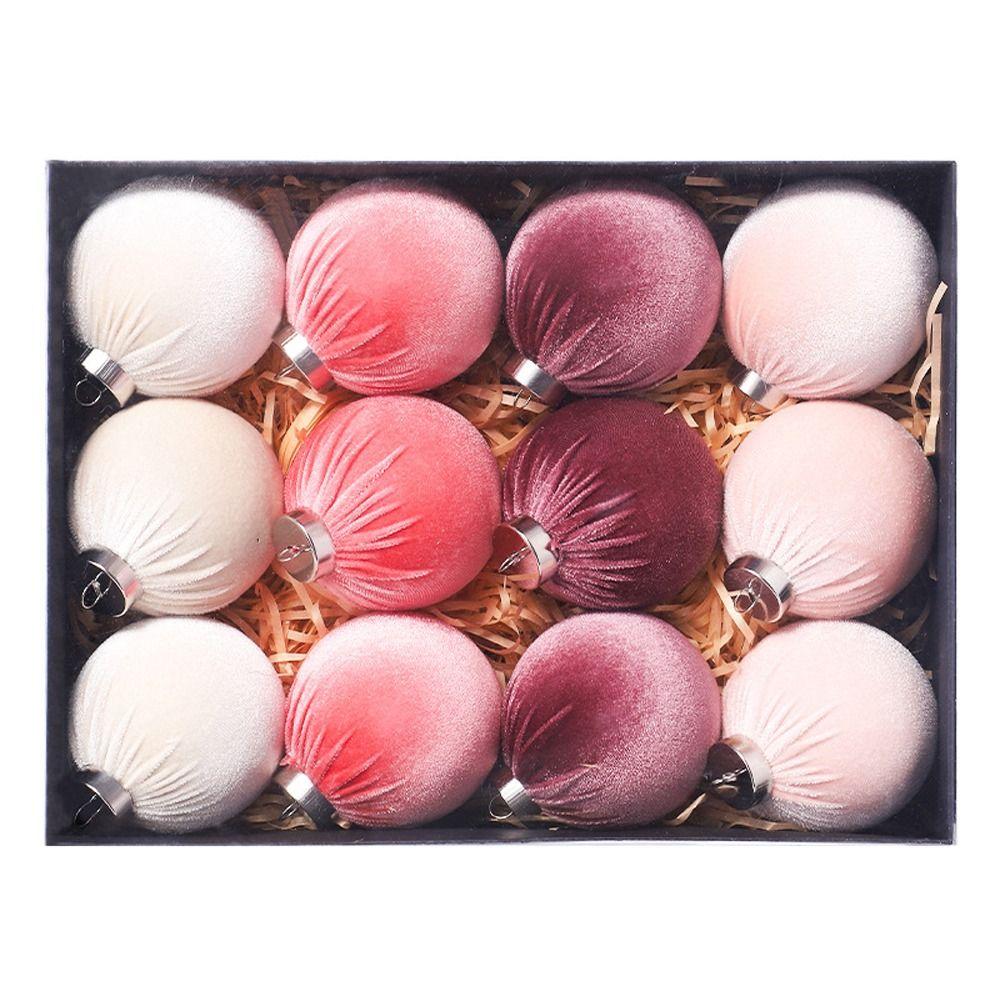 12pcs Plastic Christmas Flocking Balls Pendant Festival Christmas Tree Ornaments  Children Gifts