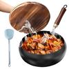 Антипригарный железный вок с деревянной ручкой Традиционный кованый железный котел для газовых и индукционных плит Устойчивый к ржавчине без покрытия Глубокий котел для жарки и жарки в воке