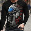 2023 Новая мужская футболка с круглым вырезом и длинным рукавом в стиле ретро с черепом и 3D-печатью, осенняя толстовка с капюшоном, футболки Pleasure, мужская одежда