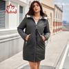 2024 Women's Winter Jacket Plus Size Woman Clothing Long Thick Warm Female Quilted Parka Coats Contrast Color Hood AT-9515