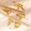 1 шт. Новое Минималистичное Позолоченное 18K Золотом Крылья Ангела Крылья Голубя Мира Открытые Кольца Модные Водонепроницаемые Ювелирные Изделия из Нержавеющей Стали