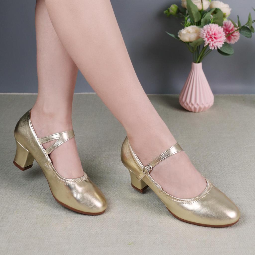 Teslyta Women's Mid-Heel Ballroom Dance Shoes - Breathable, Soft Sole, Lightweight