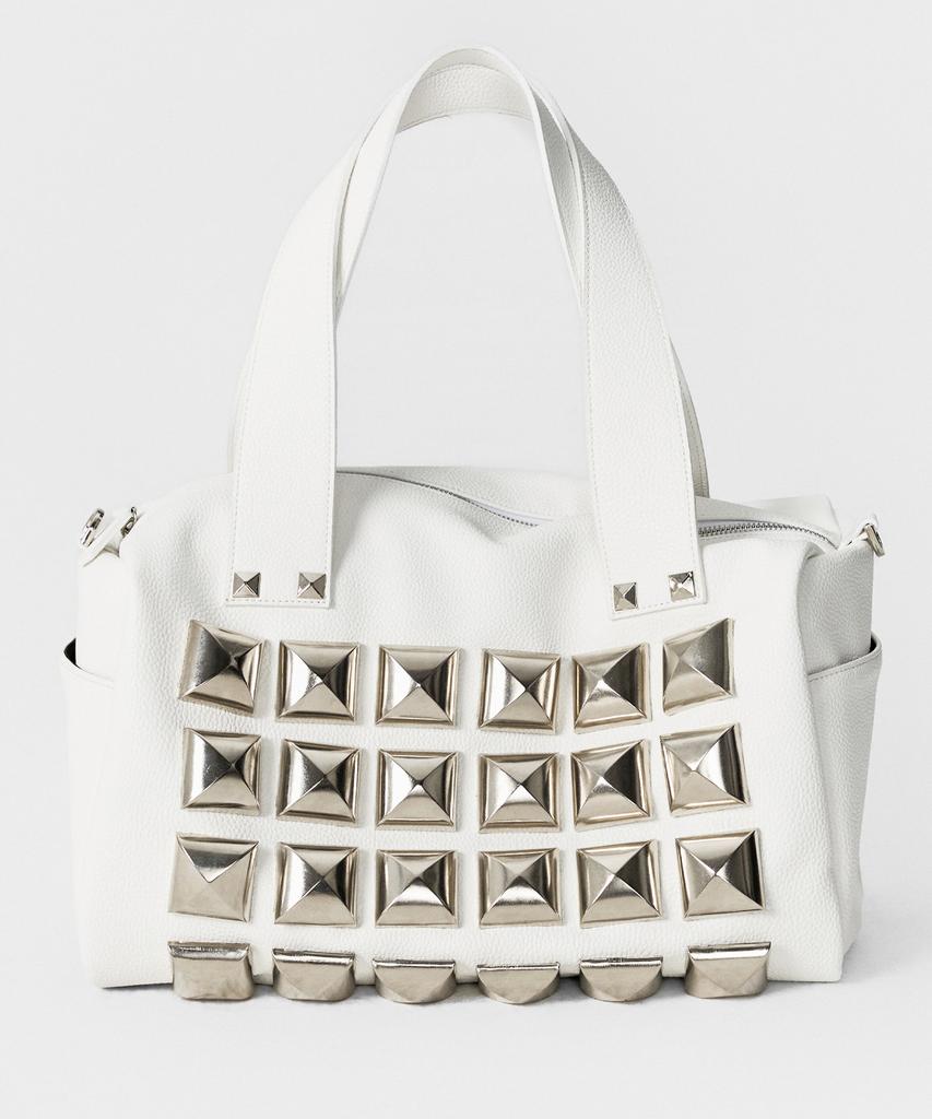 Esc Studio Oversize Studded Shoulder Bag (White)