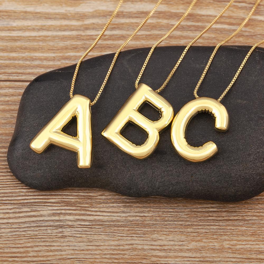 Nidin New Retro Punk Style Copper A-Z Letters Pendant Necklace Initials Alphabet For Women Vintage Name Jewelry Daily Party Gift