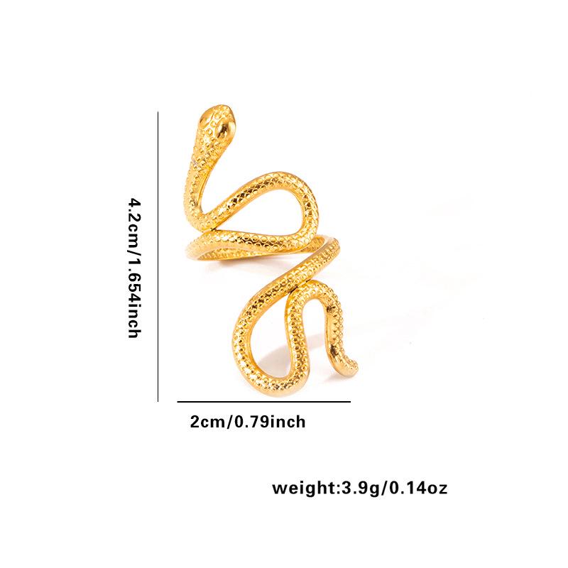 European & American Trendy Titanium Steel Geometric Open Ring - Hip-Hop Style Snake Design