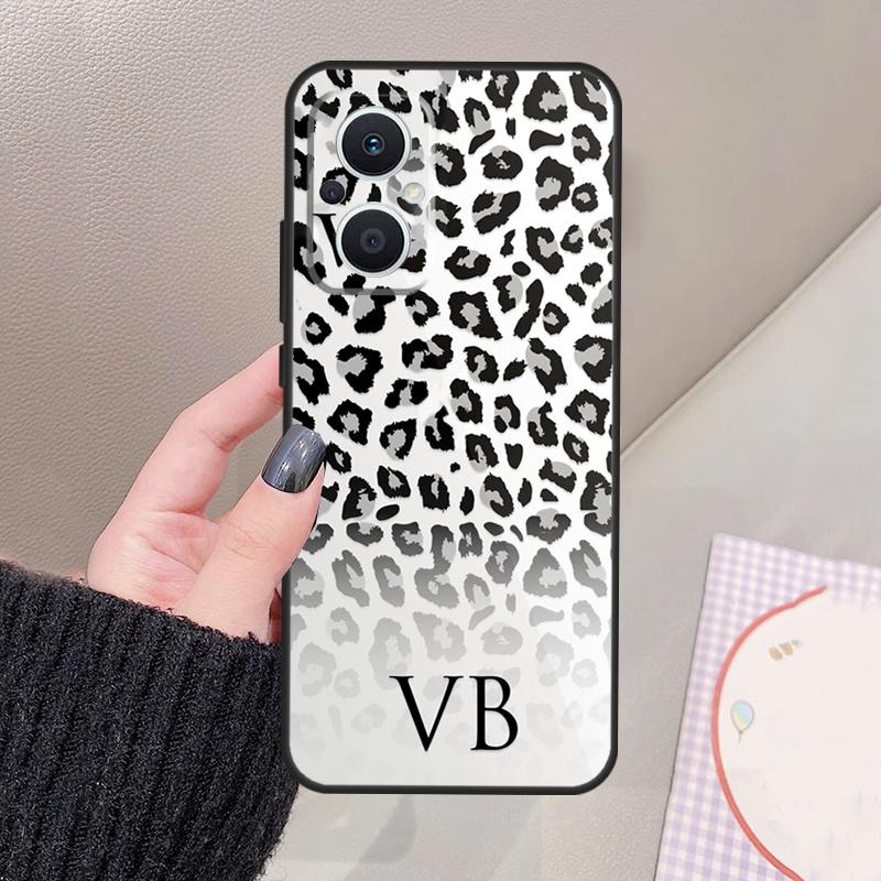 Personalised Initials Skin Leopard Case For OPPO Reno 7 8 6 Lite 2Z 3 4 5 Z 8T OPPO Find X6 Pro X3 Lite X2 Neo X5 Pro Cover