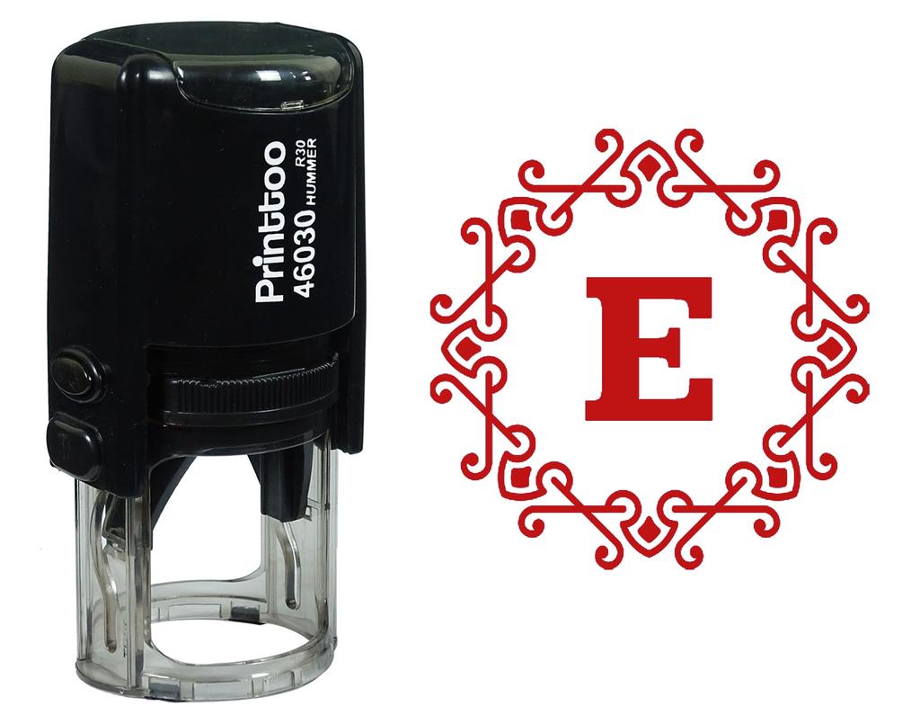 Printtoo Alphabet E Monogram Octagon Celtic Swirl Frame Self Inking Rubber Stamp Office