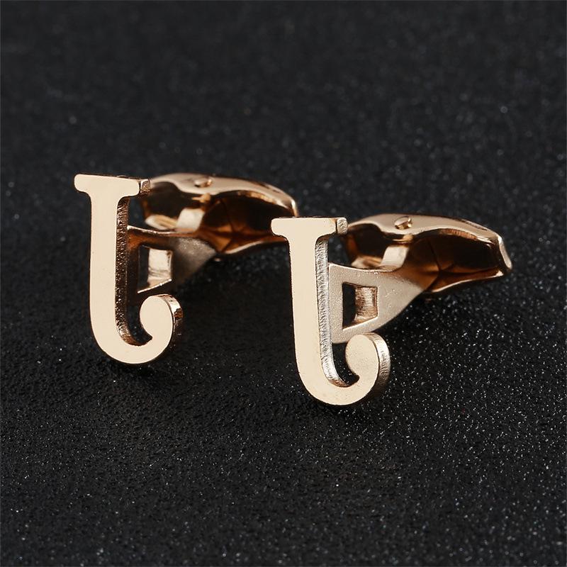 Эксклюзивные мужские запонки в виде золотых букв алфавита - Элегантный дизайн для французских рубашек