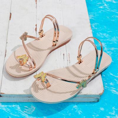 Мода 2024 Новые сандалии с носком-бабочкой, пляжные сандалии, западные шлепанцы, китайская феминистская обувь, женская обувь