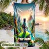 Minecraft Beach Towel, Personalized Custom Text, Quick Dry Soft Large Towel For Swimming Pool Travel