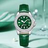 Эстетические часы с бриллиантами Senior Pointer Green Belt Niche Diamond Dial Watch Women Belt Quartz Watch Office Lady Watch Fashion