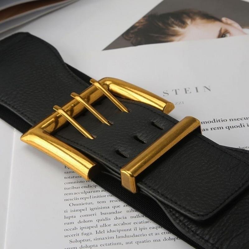 Fashionable Black Pu Elastic Waist Belt For Women Vintage Style Versatile Outfit Accessory