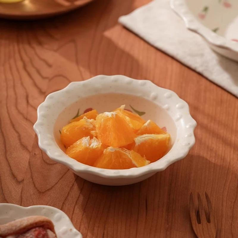 Креативная милая керамическая тарелка в виде тюльпана, легкая, роскошная, ресторанная, изысканная, глубокая тарелка для домашнего чаепития, десерта, фруктов