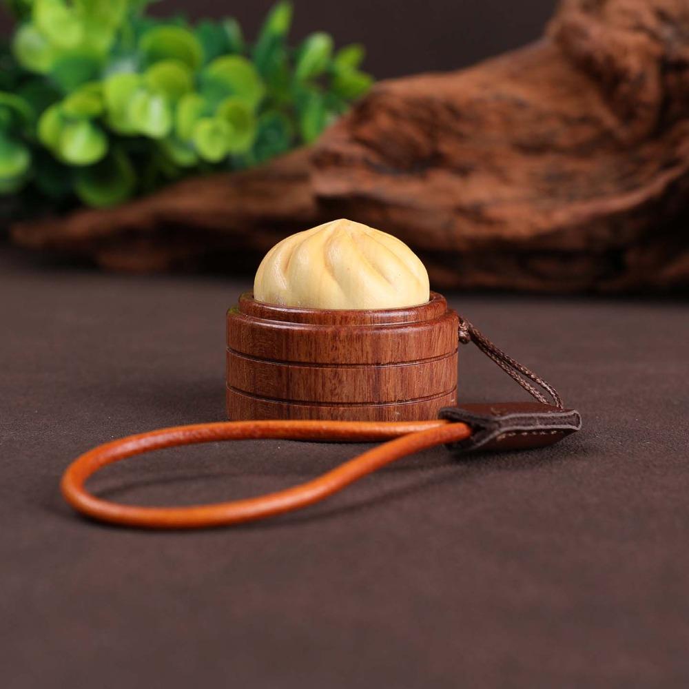 Wooden Wood Carving Charm Handmade Fidget Key Ring Bag Pendant Cat Paw Clicker Car Key