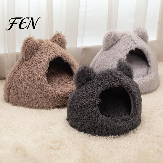 Indoor Cat Sleeping Nest Plush Cave Bed, Warm Enclosed Hideaway, Fluffy Cozy Portable Pet Bed for Living Rooms Tent Burrow Cats Small Dogs