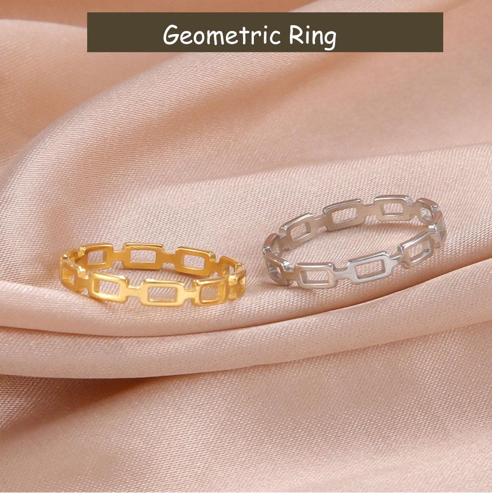 Cazador Geometric Chain Rings for Women Stainless Steel Gold Color Rectangle Finger Rings Trendy Jewelry Christmas Gift 2026